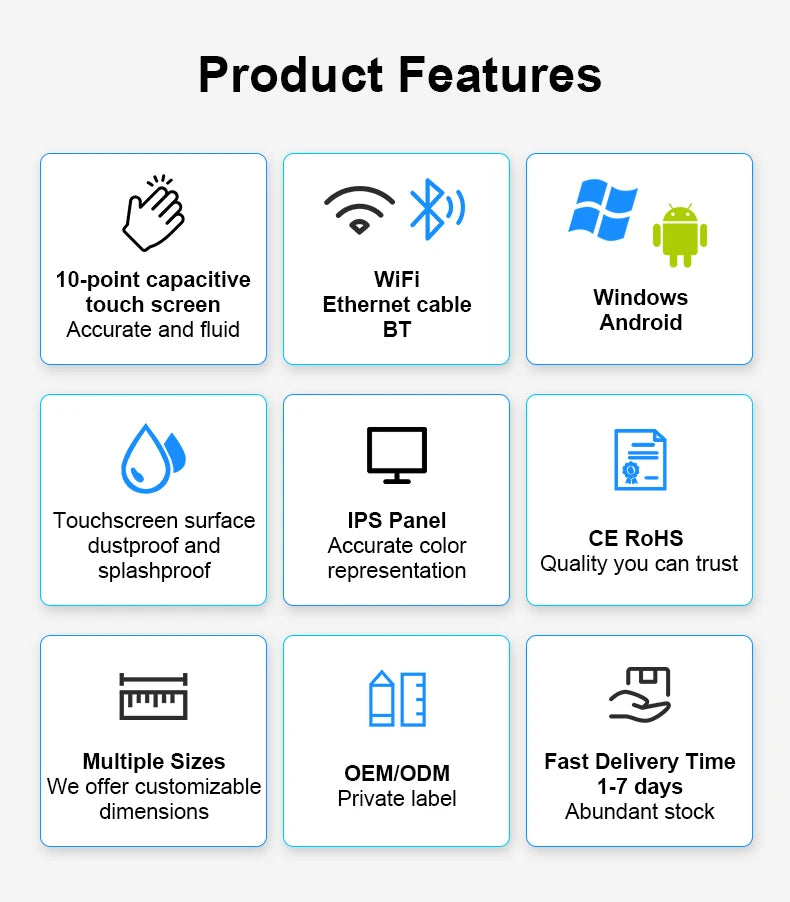 15.6 Inch IPS 1920*1080FHD VESA Android System 2GB 32GB All in One  PC Industrial Touch Panel Monitor Display USB3.0 RJ45