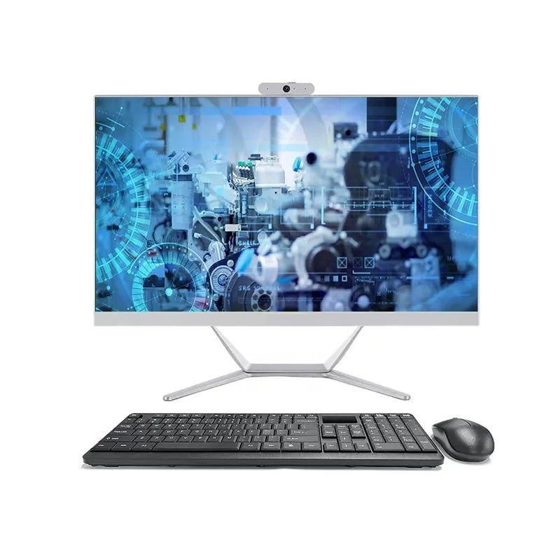 Cheap 23.8\" Industrial Business AIO Monoblock Desktop Computer Front Camera 1920*1080 HD Gamer PC Barebone All-In-One Screen