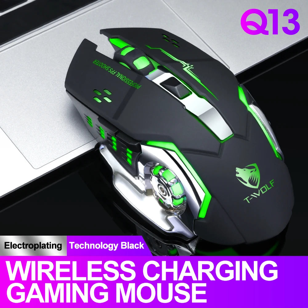 Mouse Q13 Gaming Wireless Optical Mouse Rechargeable 2.4GHz USB Mice 6D Optical LED Mouse Light for Gamer PC Computer Laptop