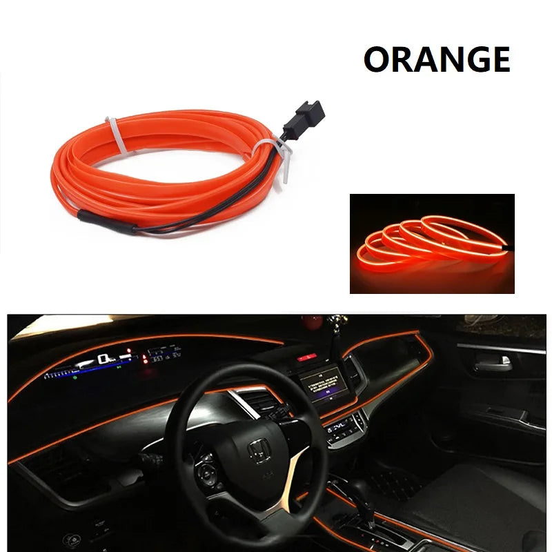 Car LED Strip Interior Decorative Lamps Strips Atmosphere Lamp Cold Light Decorative Dashboard Console LED Ambient Lights 1/3/5M