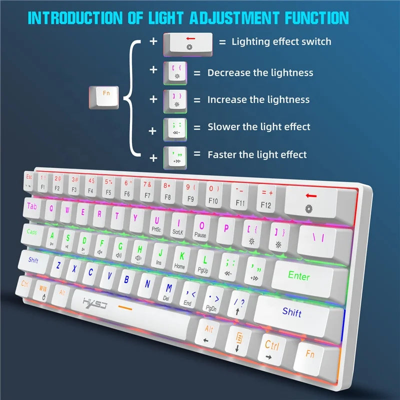 V900 Gaming Mechanical Keyboard Gamer Blue Switch 61 Key Wired Keyboard Anti-ghosting RGB Mix Backlit USB for Gamer PC Laptop