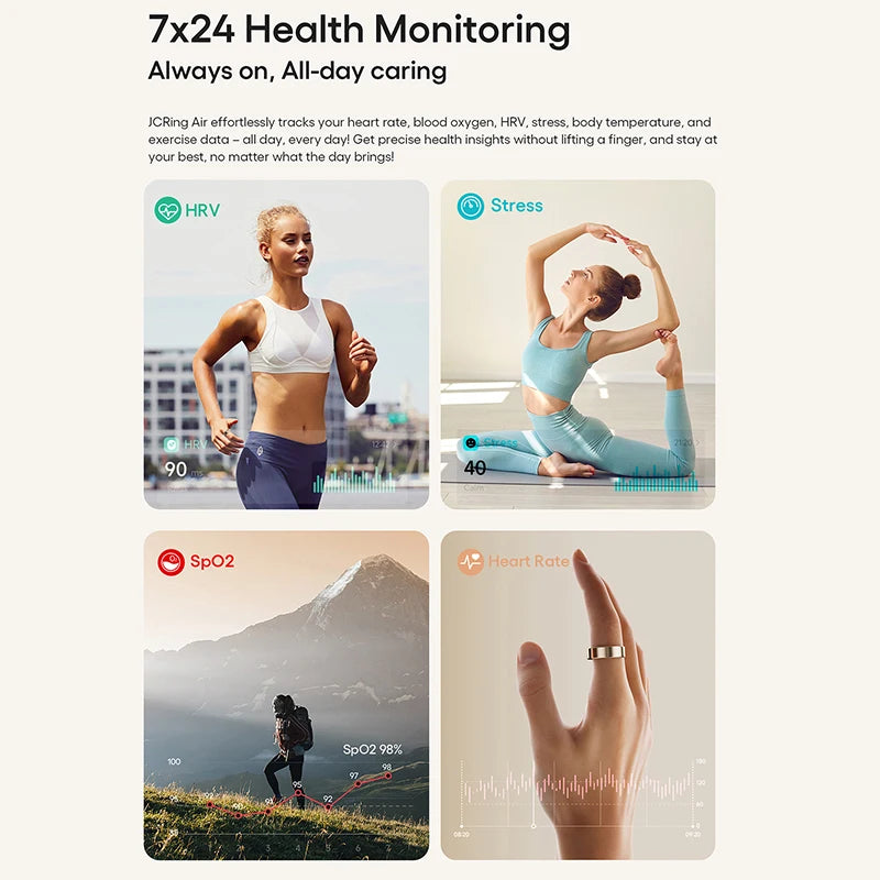 JCRing X6B Wholesale Brand Couple Men Blood Health Risk Assessment Smart Ring Stainless Steel Silver Ios Smartring for Lovers
