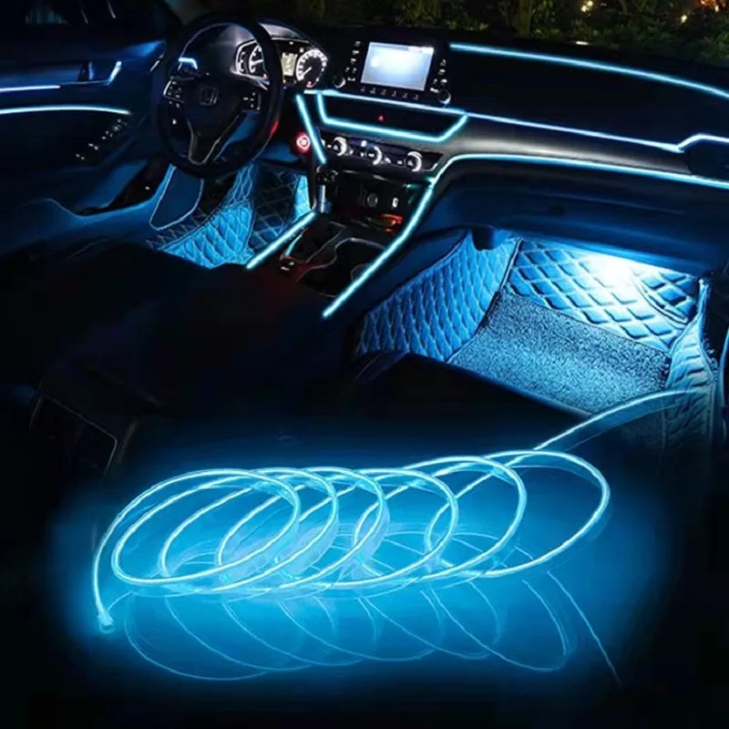 Car LED Strip Interior Decorative Lamps Strips Atmosphere Lamp Cold Light Decorative Dashboard Console LED Ambient Lights 1/3/5M