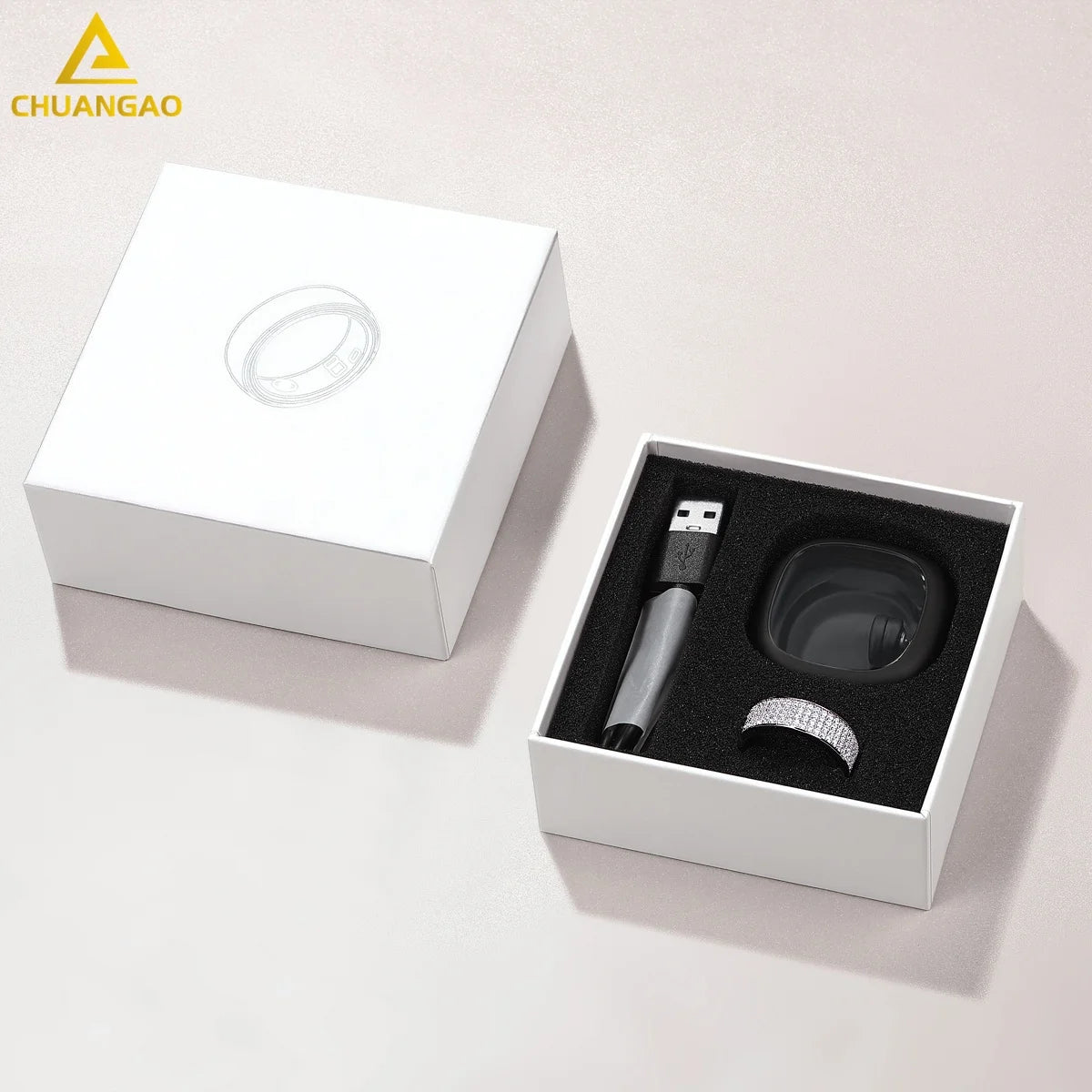 925 Silver Smart Ring Ingeniously Integrating Light Technology & Health Monitoring LGBT Gender Smart Jewelry Bluetooth Set