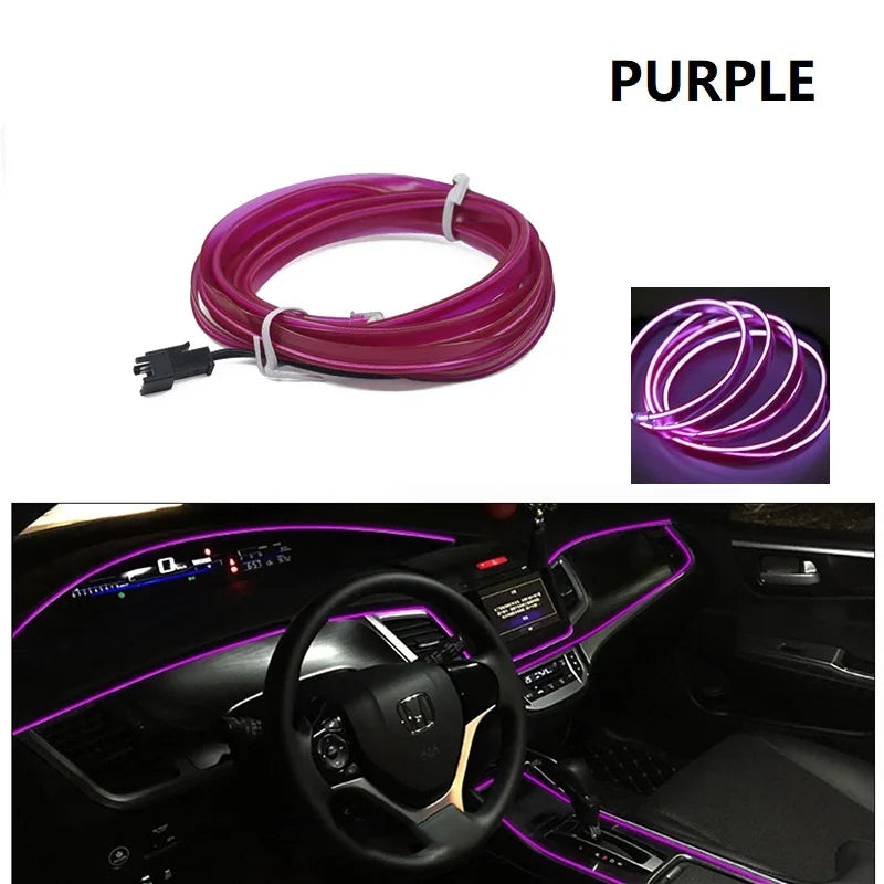 Car LED Strip Interior Decorative Lamps Strips Atmosphere Lamp Cold Light Decorative Dashboard Console LED Ambient Lights 1/3/5M