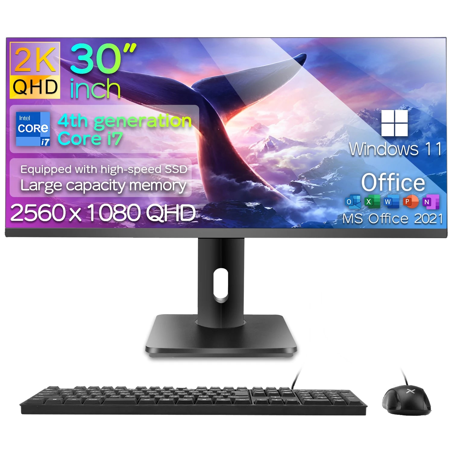 Stock New Desktops Computer All In One 30" 2560*1080 QHD Core I7 SSD 512GB Desktop Computer All In One Pc