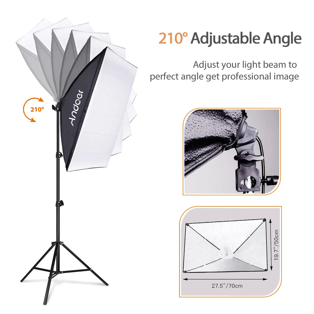 Andoer Studio Photography Light Kit Softbox Lighting Set 85W for Studio Portrait Product Photo Live Streaming Video Recording