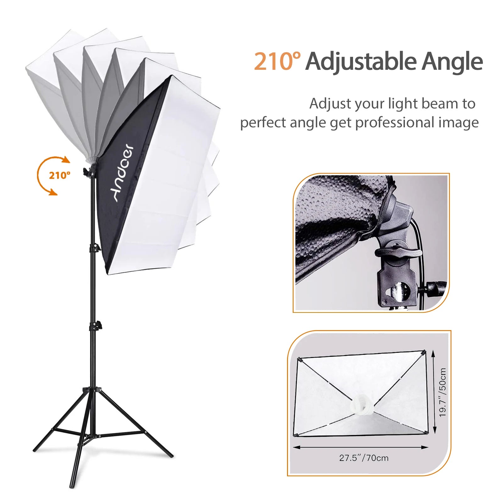 Andoer Studio Photography Light Kit Softbox Lighting Set 85W for Studio Portrait Product Photo Live Streaming Video Recording