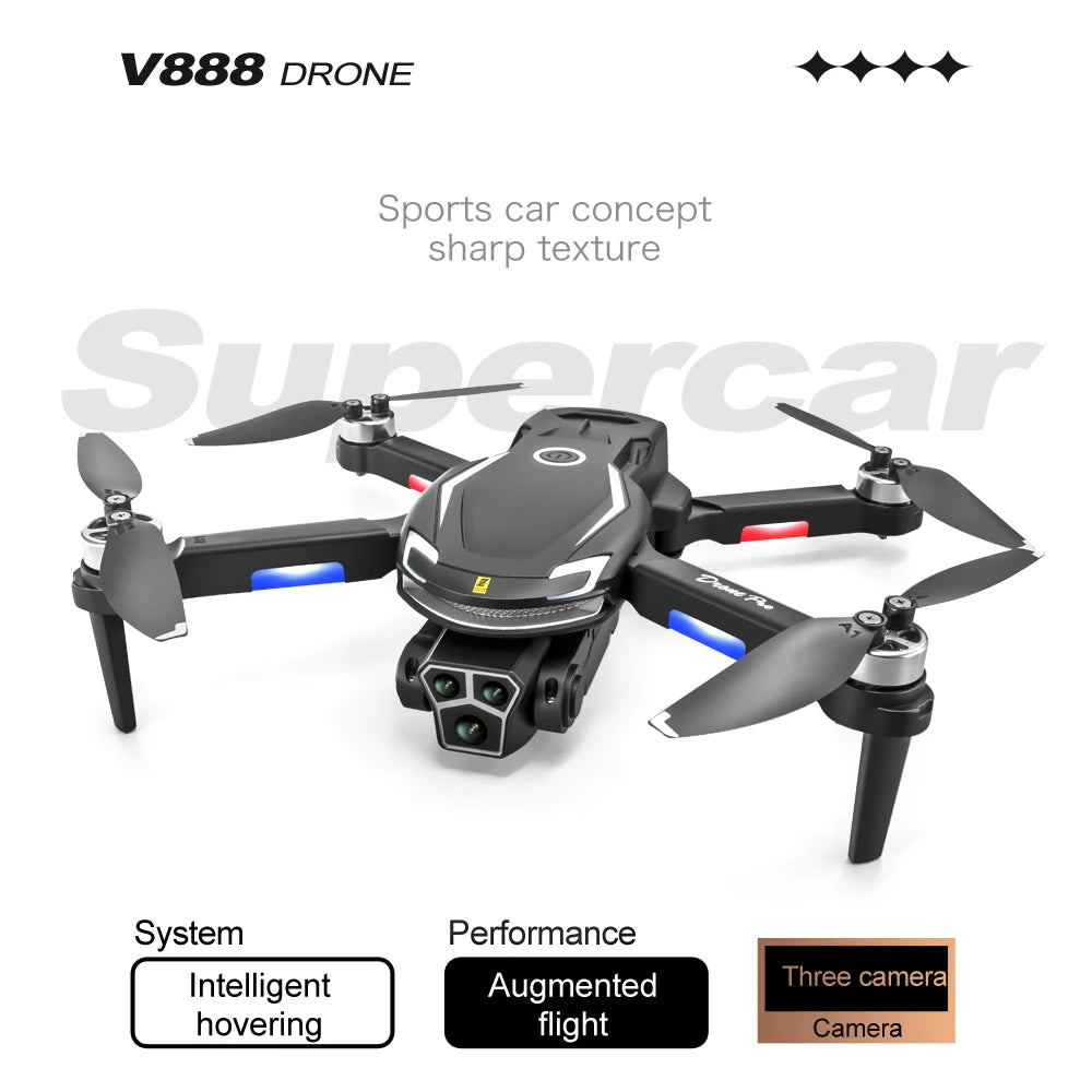Original V888 4K Drone Three Camera HD Aerial Photography WIFI 5G Optical Localization Four-way Obstacle Avoidance New Dron