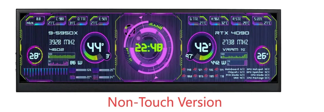 Wisecoco 12.6 Inch Secondary Screen IPS Touch Monitor Stretched Bar LCD Display 1920X515 for Aida64 Sub CPU GPU Display Laptop