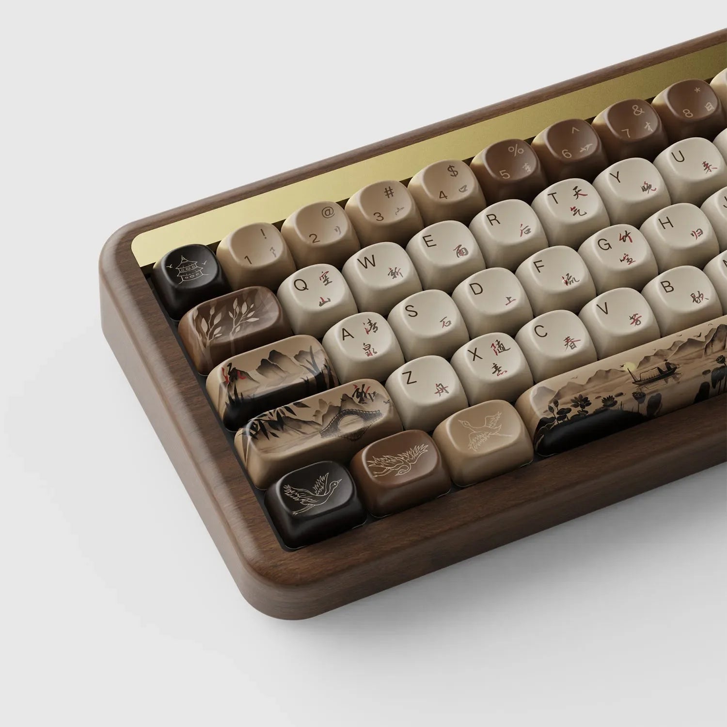 MU01/2 68key Wooden Mechanical Keyboard MOA Profile Custom RGB Hot-swappable BT 5.0/2.4G Wireless & Type-C Wired Gaming Keyboard