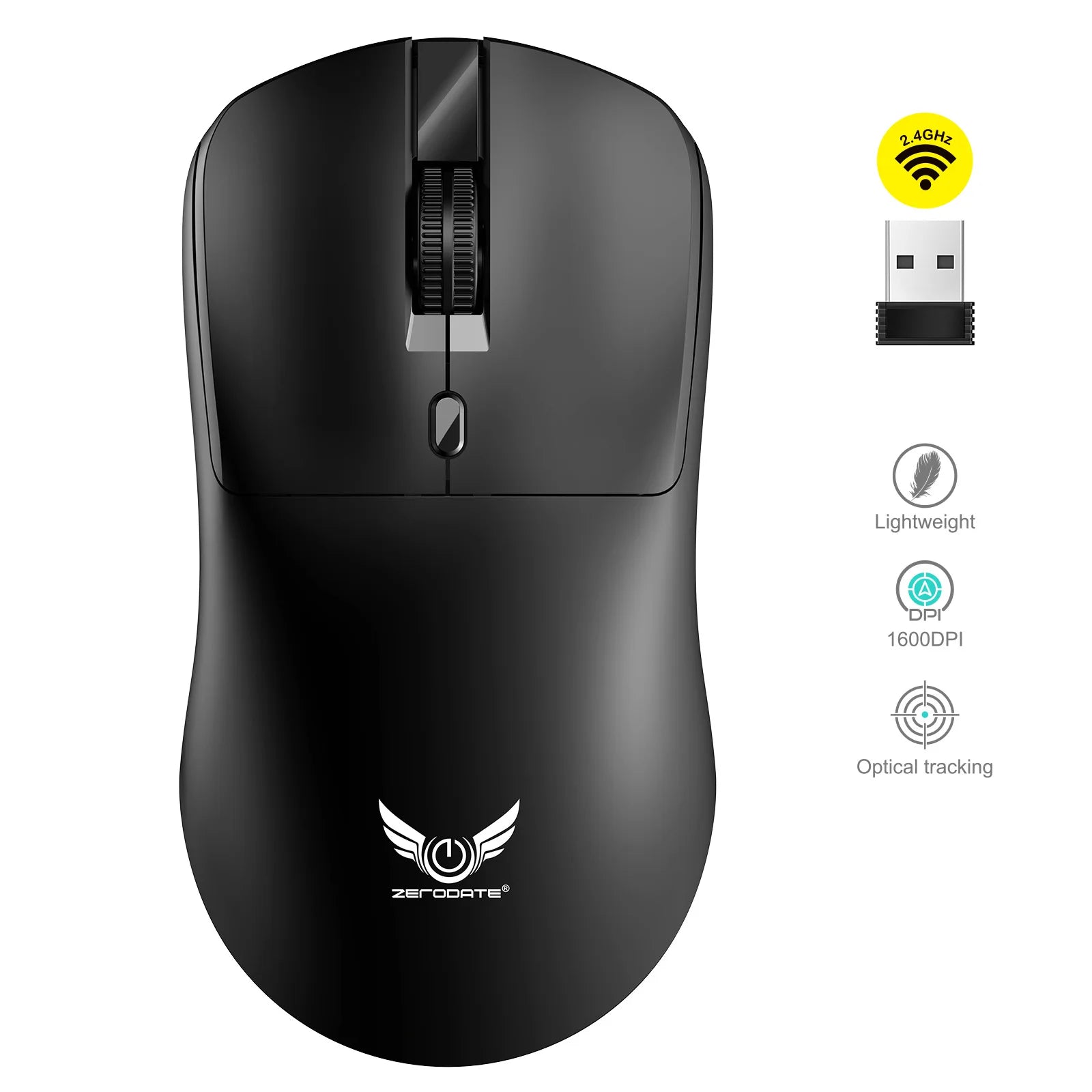 2.4G Wireless Mouse Ergonomic Adjustable 800-1200-1600 DPI Lightweight Rechargeable Office Gaming Mice For PC/Laptop/Macbook Pro