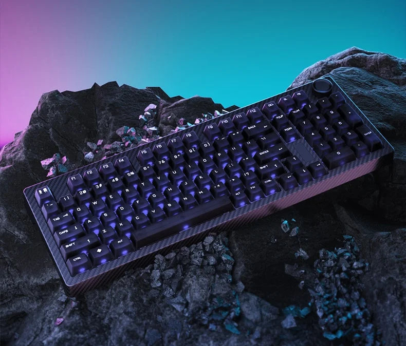 SKN Qinglong Mechanical Keyboard Gaming Custom Wireless Tri Mode Dual 8K Composite Carbon Fiber RGB Backlit Suspension Office