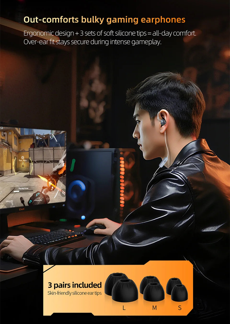 KZ Gale In-Ear Gaming Earphones E-sports Bass Metal Earbuds for Video Game Stage Live Sound Headphones