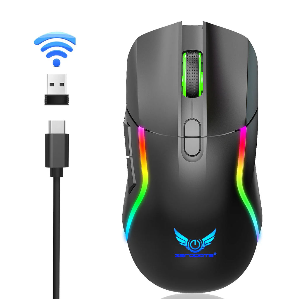 2.4G Wireless Mouse Ergonomic Adjustable 800-1200-1600 DPI Lightweight Rechargeable Office Gaming Mice For PC/Laptop/Macbook Pro