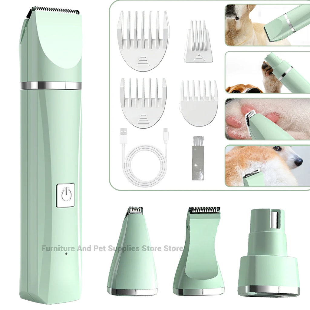 Professional 4-in-1 Electric Pet Grooming Tool Set Dog Hair Clippers USB Rechargeable Pets Haircut Trimmer Shaver Cats Supplies