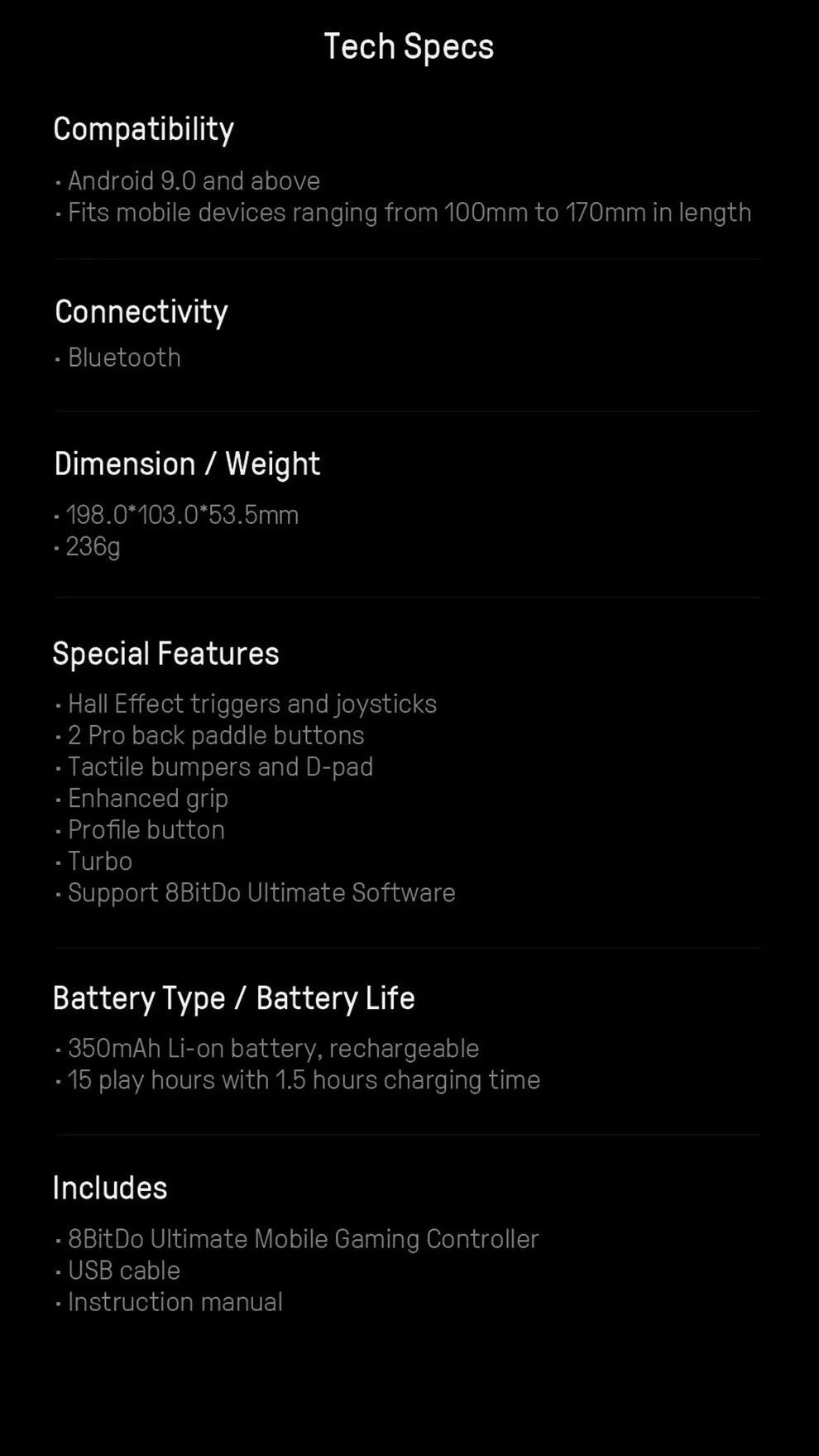 8BitDo Ultimate Bluetooth Mobile Game Controller，Gamepad with Hall Effect Joysticks Triggers for Android Smartphones and Tablets