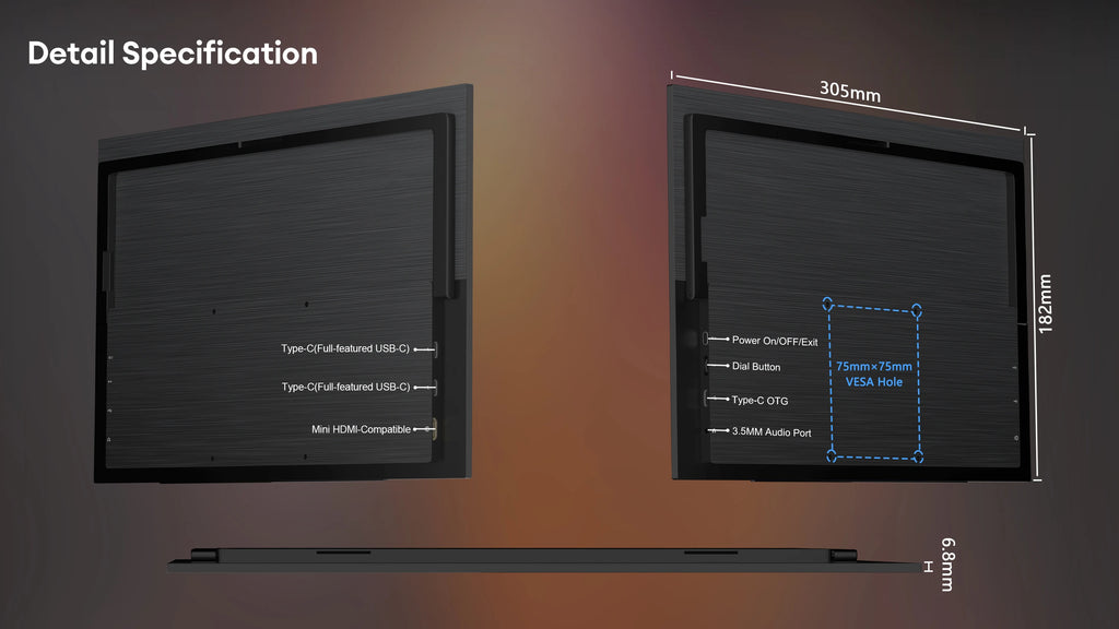 ZEUSLAP 13.3inch OLED Anti-glare Touch Portable Monitor for DeX Phone, Switch, PS5, Laptop PC Second Display with Kickstand