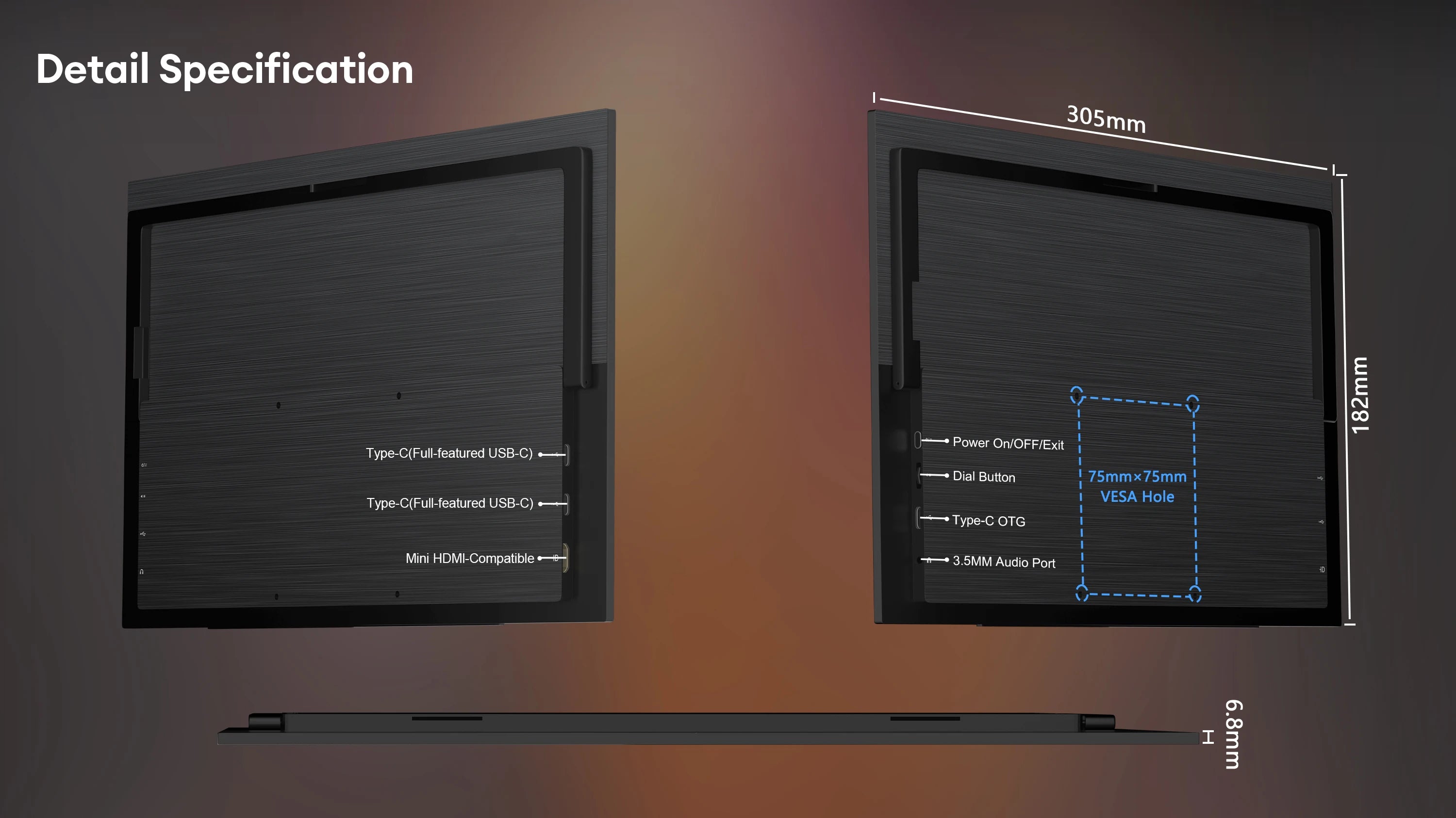 ZEUSLAP 13.3inch OLED Anti-glare Touch Portable Monitor for DeX Phone, Switch, PS5, Laptop PC Second Display with Kickstand