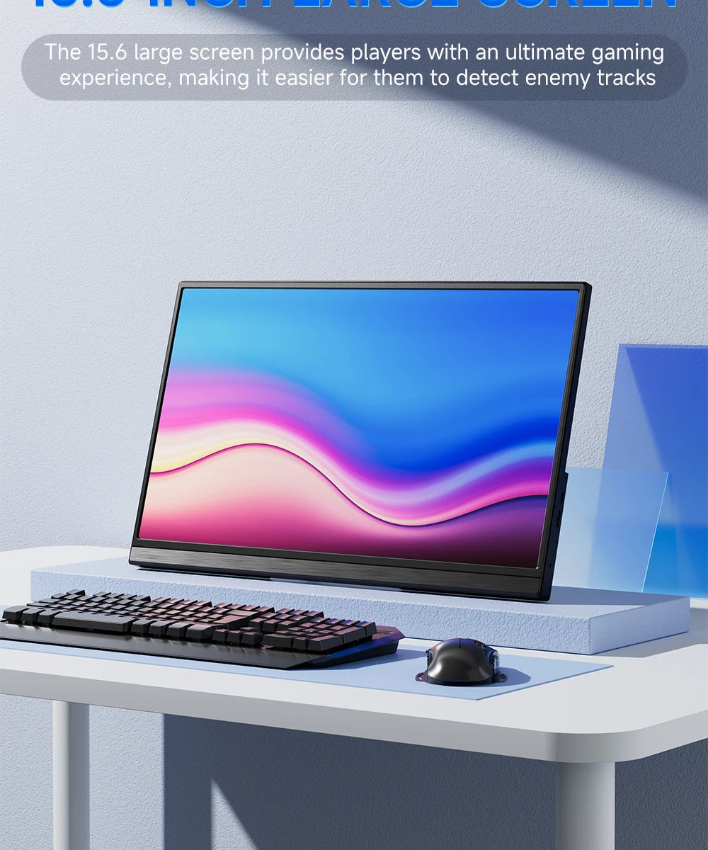 MUCAl 15.6 inch Portable Monitor FHD 1920*1080 Travel Gaming 15.6" Display Screen for Laptop Phone Switch ps4 ps5 XboX MacBook