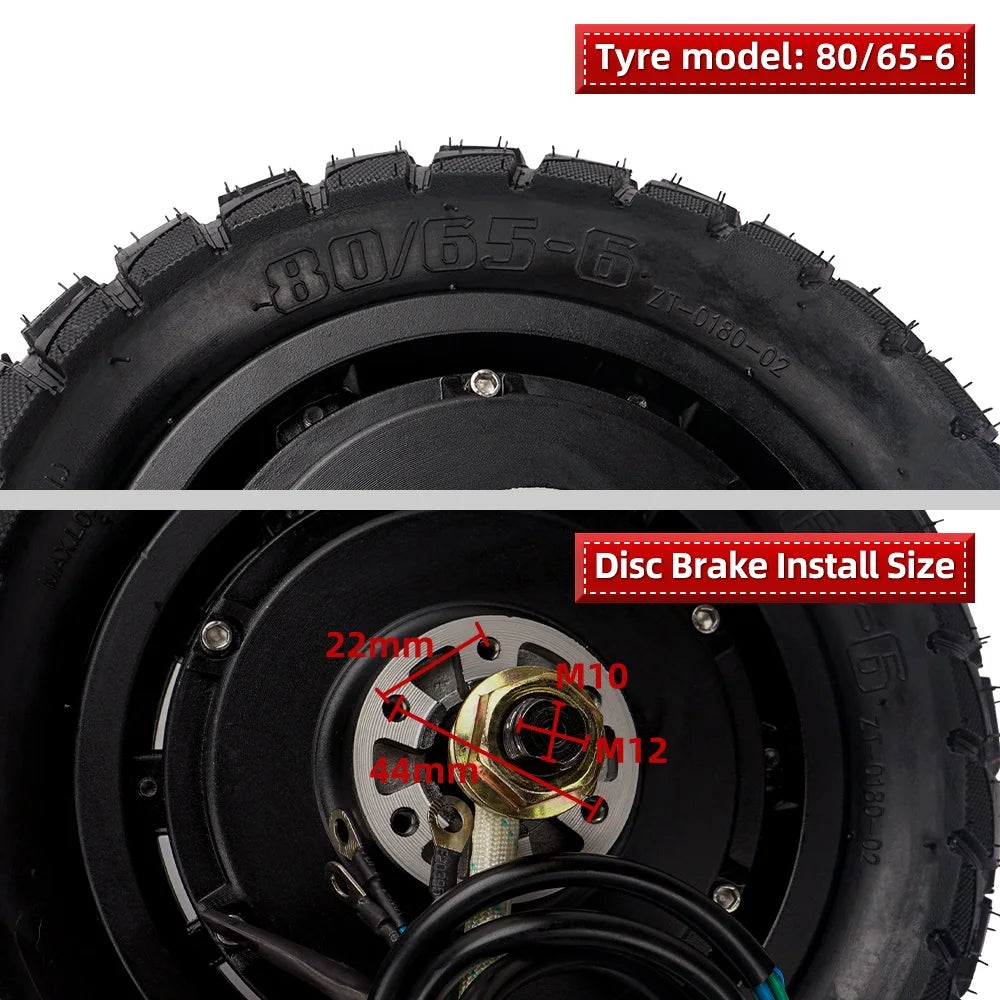10 Inch Electric Motor Powerful Electric Scooter Hub Motor Disc Brake Brushless Vacuum Tire E-Bike 48V1500W 52V1600W 60V3000W