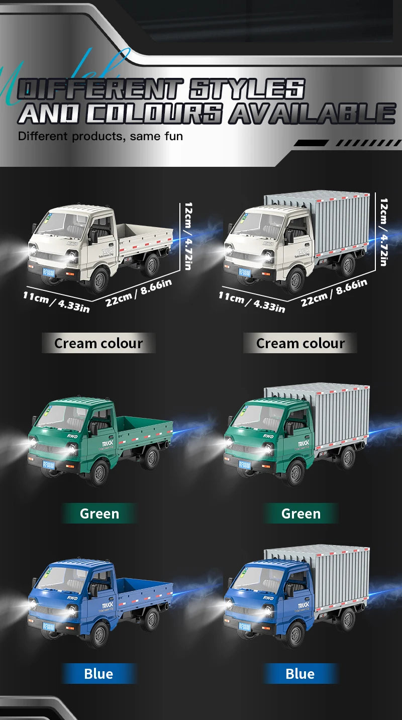 1:16 RC Car Drift Truck With LED Lights Spray Function Remote Control Off-Road Climbing Toys For Kids Boys Outdoor Play Gifts