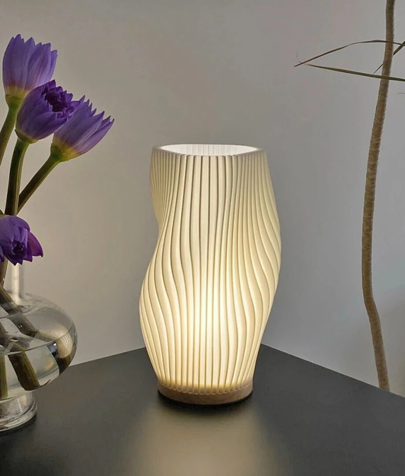 French cream style 3D desk lamp ins internet red pleated bedroom bedside lamp study coffee shop card seat atmosphere lamp