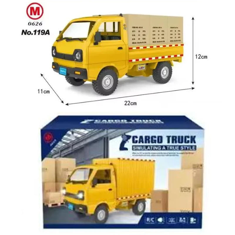 1:16 Wpl D12 Remote Control Electric Toys Rc Car Wuling Hongguang Simulation Drift Climbing Truck Led Light Cargo For Kids Gift