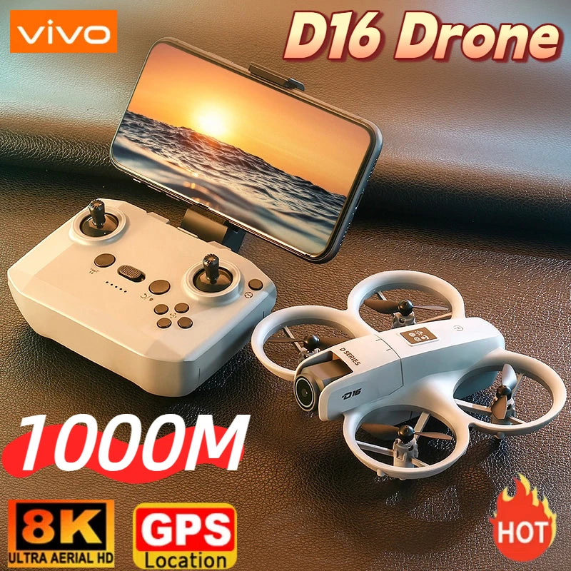 VIVO D16 Drone 8K Aerial HD Profesional Dual-camera Helicopter Optical Flow Positioning Avoidance Brushless Motor GPS Drone
