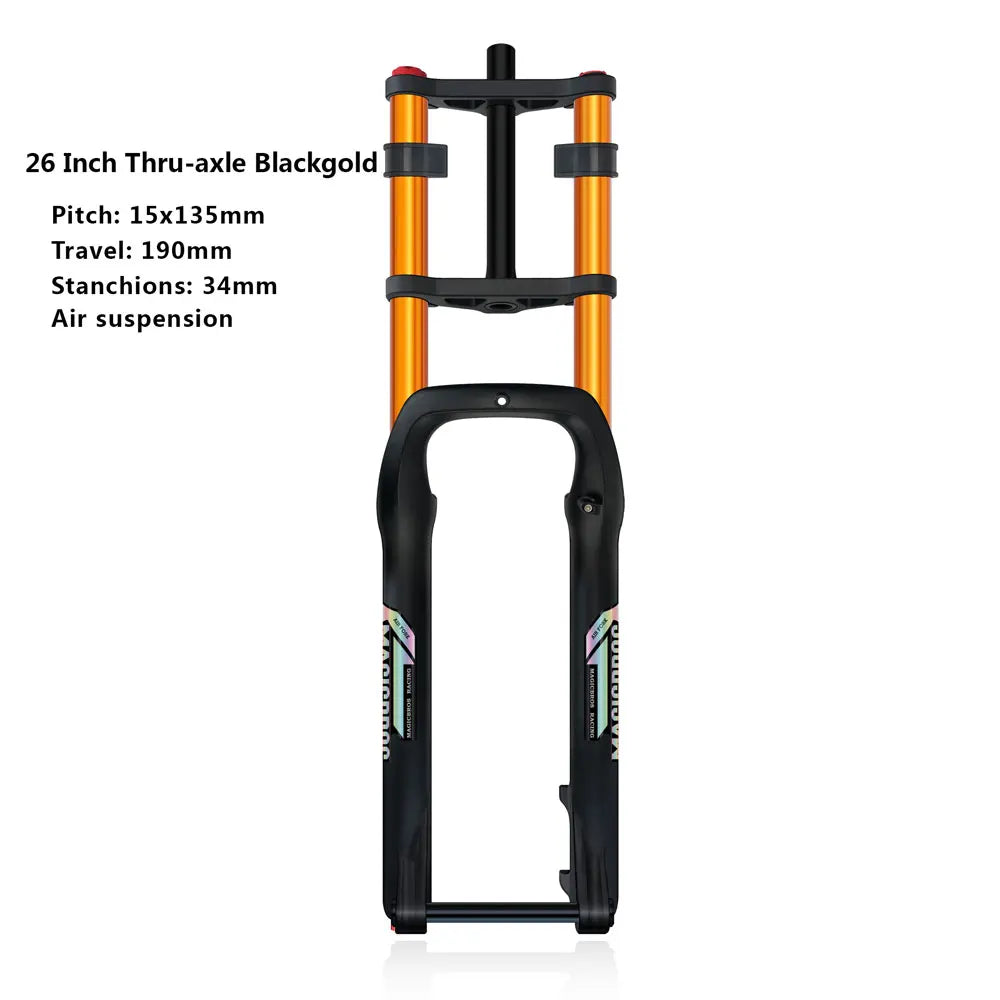 20x4.0 26*4.0 Dual Crown Motor Fork QR 9*135mm 15*135mm Beach Snow Bike Electric Fat Tire Bike Motorcycle Double Crown Air Fork