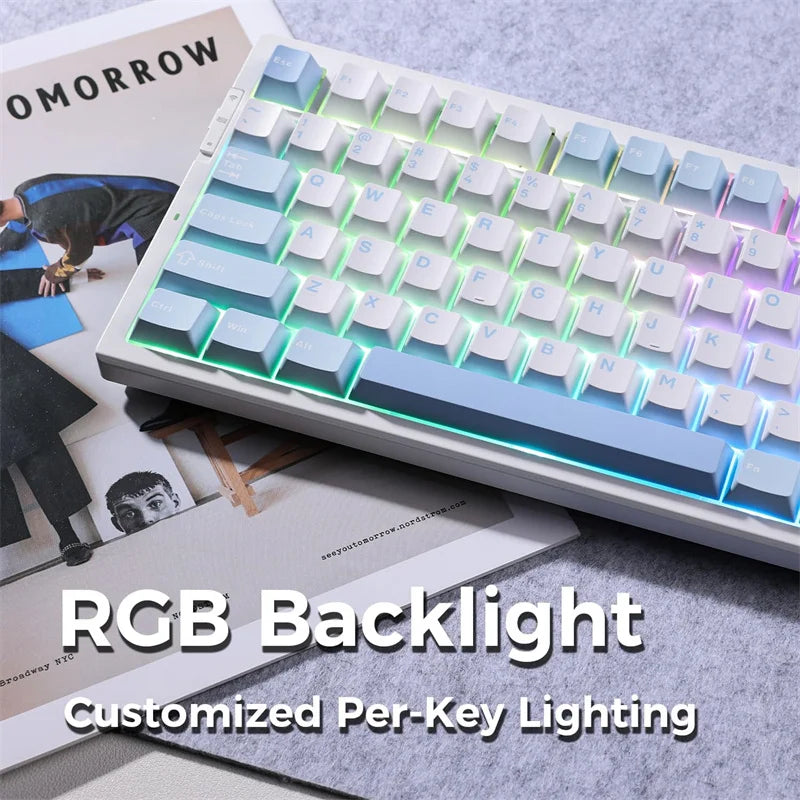 G75 Pro Mechanical Keyboard Customized Tri-mode Wireless RGB Hot Swap 8000mAh PBT Gasket Bluetooth E-sports For PC Gaming
