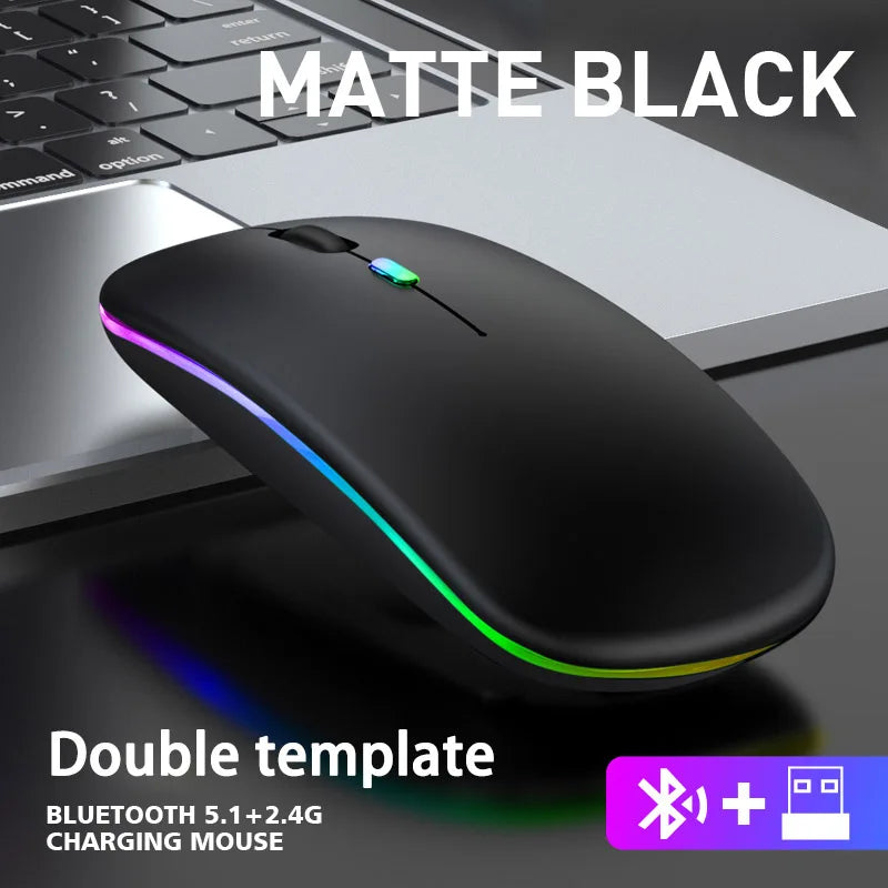 Wireless Mouse Bluetooth 2.4GHz Dual Modes Rechargeable RGB Ergonomic Silent Mouse Optical Mice For PC Computer Laptops Notebook