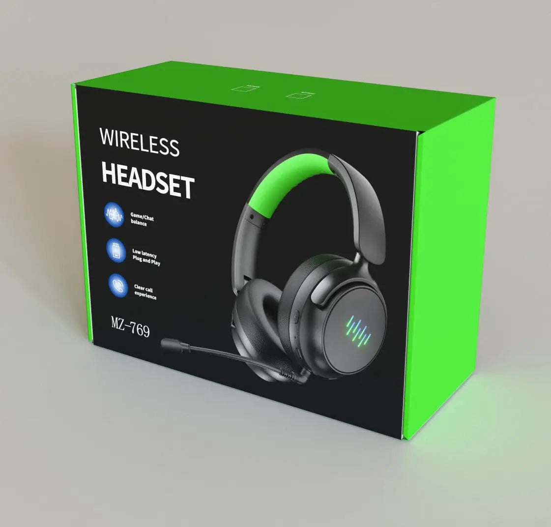 Wireless Gaming Headset for Xbox/PC/Switch Game/Chat Audio,Foldable,Detachable Mic,3D Surround Sound Plug & Play Game Headphone