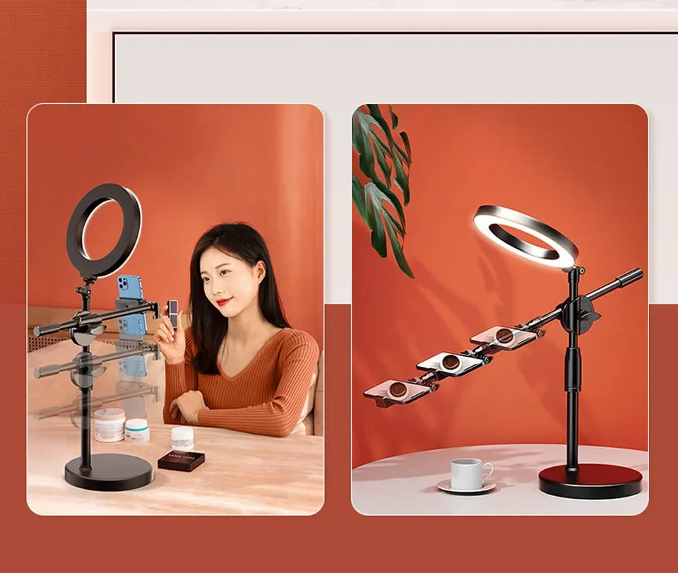 Ring Lamp Desktop Stand Lighting Professional Live Broadcast Fill Light For Nail Art With Tripod LED Ring Light Phone Holder