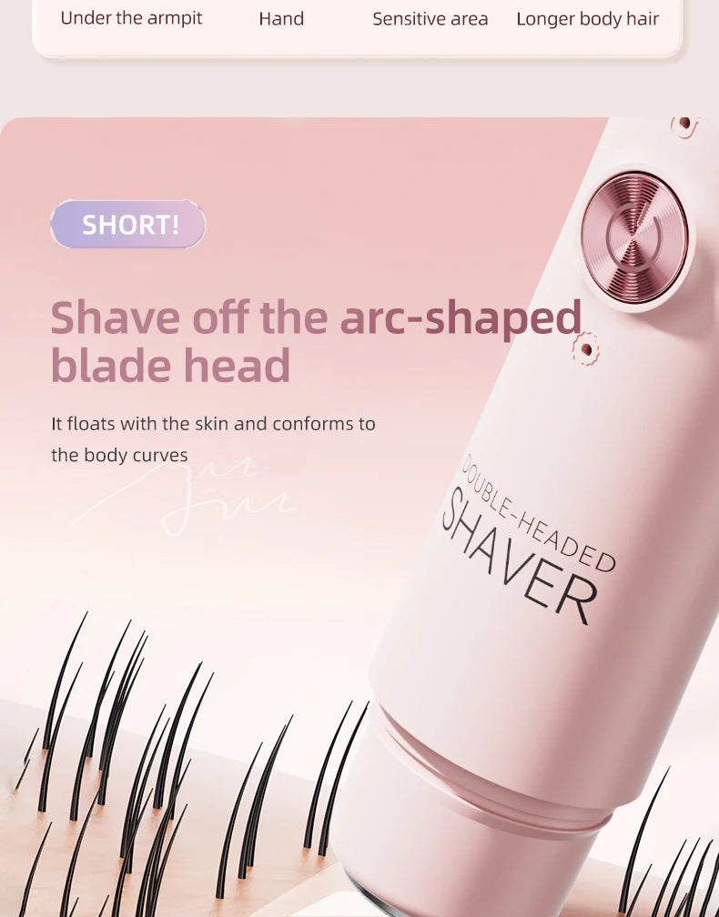 Double Head Electric Epilator Women Rechargeable Painless Hair Remover Shaver for Body Private Areas Bikini Gentle Trimming