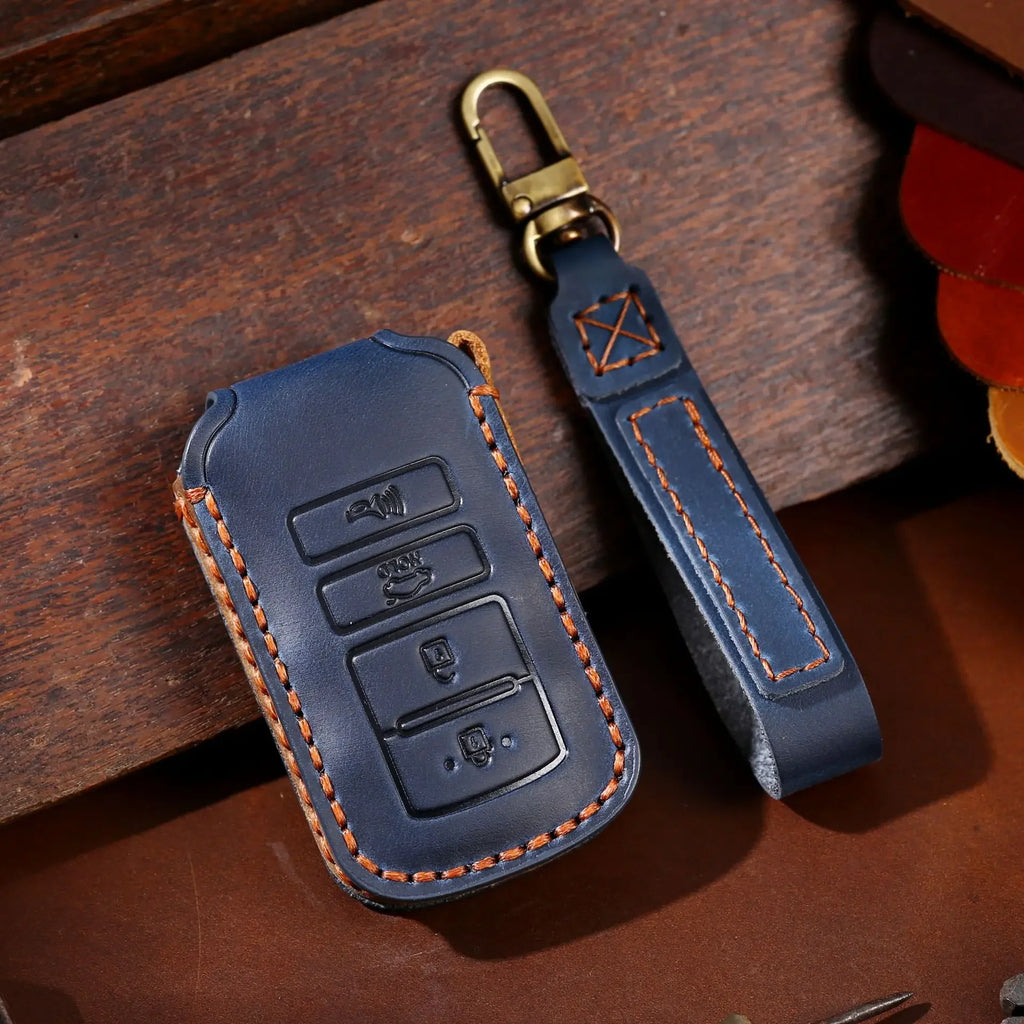 Luxury Leather Car Key Case Cover Fob Protect for Kia 4 Button Sorento K900 K7 Cadenza Accessories Keychain Holder Shell Bag