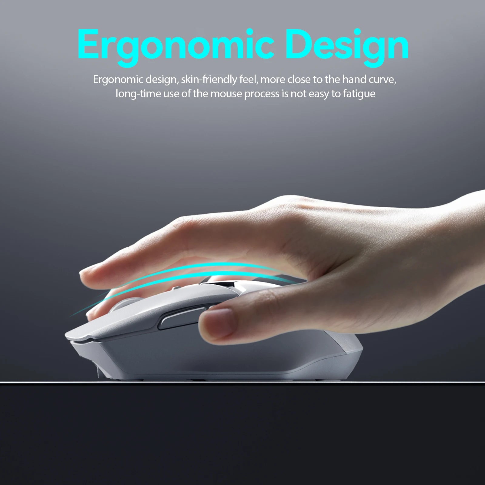 Wireless Mouse 2.4G & Bluetooth, 6-Level DPI (800 to 6400), 600mAh Battery, Ergonomic Design for PC/Laptop, Black & Grey White