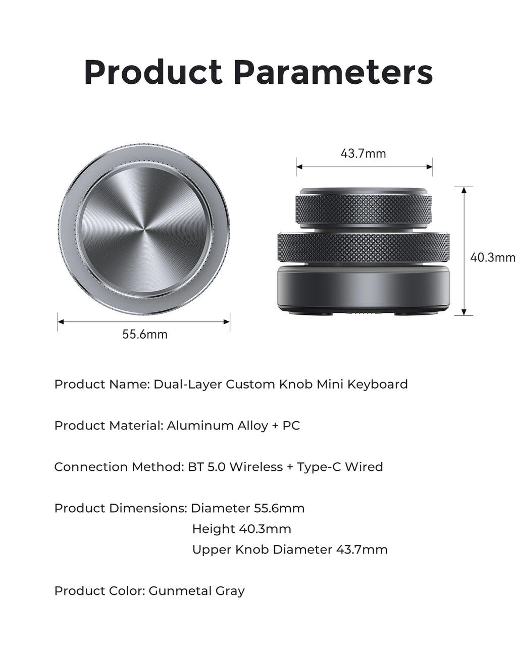 Desktop Wired Aluminum Alloy Dual-Layer Knob Wireless Custom Keyboard RGB Custom Control Volume Knob Multimedia Office Shortcut