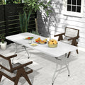 YITAHOME White 6ft Folding Table - Waterproof Heavy Duty 180x75cm for Camping/BBQ/Picnic, Portable with Carry Handle