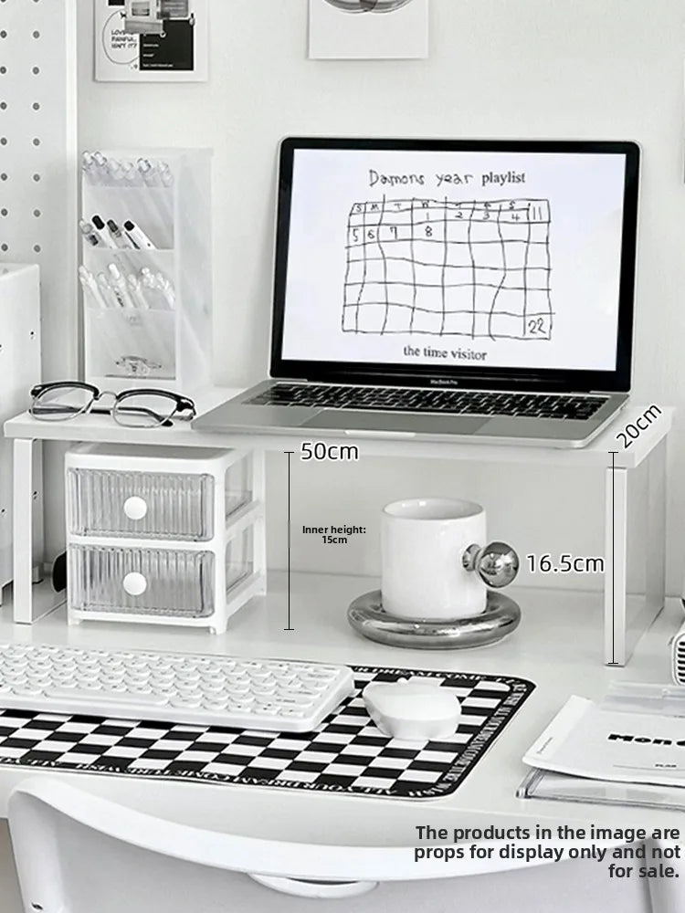 Desktop Cuter Monitor Riser Stand Office Desk Organizer Bookelf Storage Solution Simple Design Wood Material Tabletop Pl...