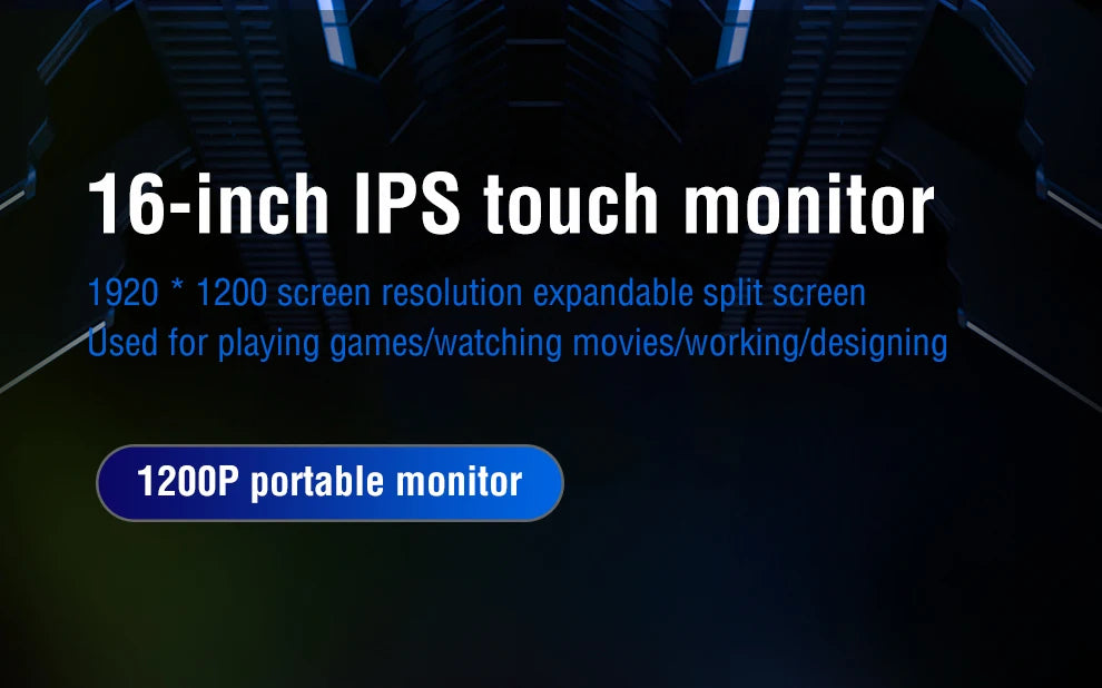 16 inch Touch Screen Portable Monitor 16:10 IPS Extended Display for Laptop with Bracket For xbox raspberry Pi