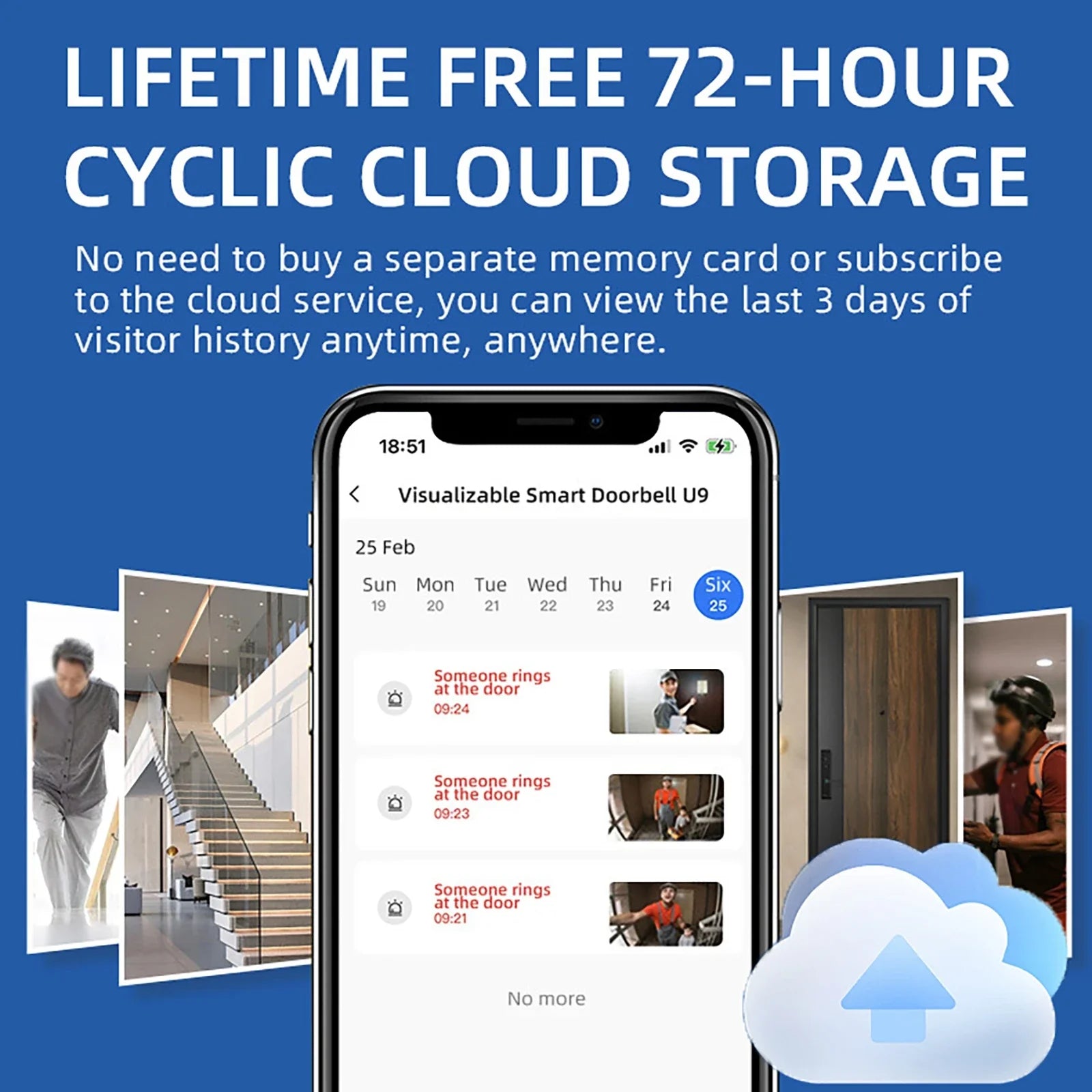 Wireless Doorbells with Solar Cover Camera High Definition Intelligent Video Door Bell Waterproof Smart Home Intercom Video Bell