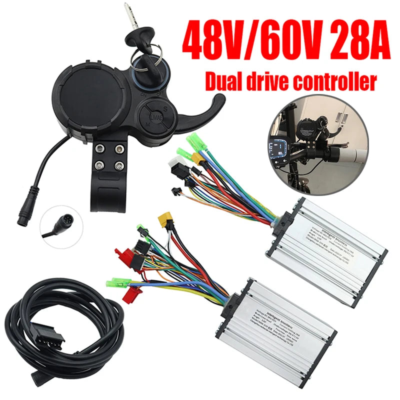 Electric Scooter Single Drive 48V 23A Dual Drive 48V-60V 28A Only Brushless Controller With Key LCD Display Accelerator