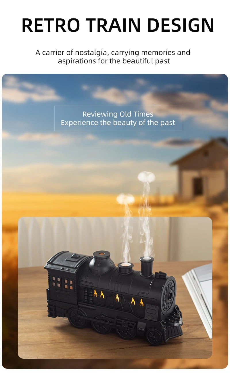 Essential Oil Diffuser Train Humidifier 300ml Two Mist Modes Aromatherapy Diffuser Two-color Lighting Humidification for Home
