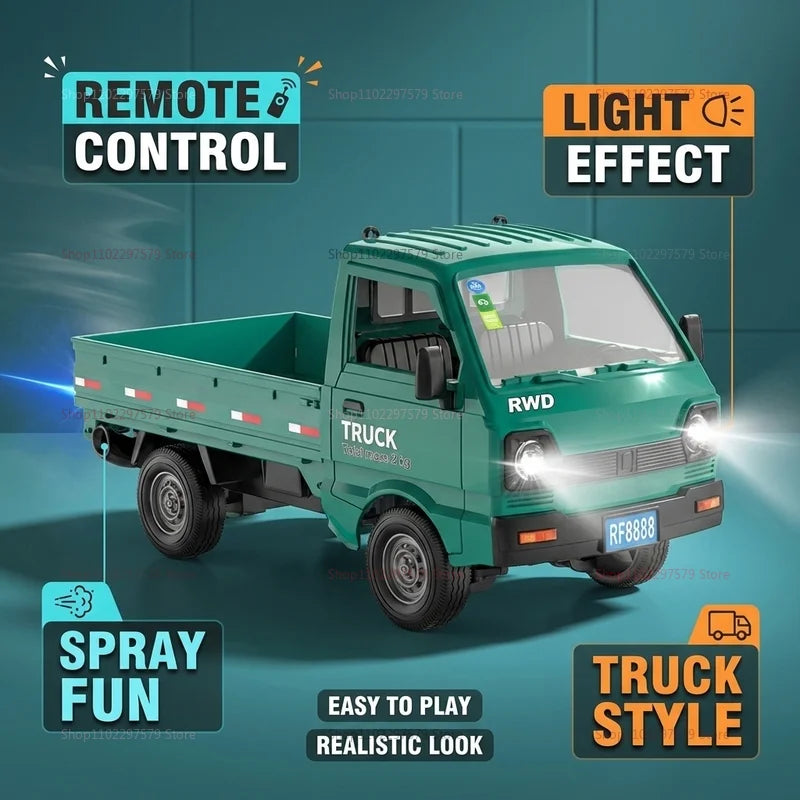 1:16 RC Car Drift Truck With LED Lights Spray Function Remote Control Off-Road Climbing Toys For Kids Boys Outdoor Play Gifts