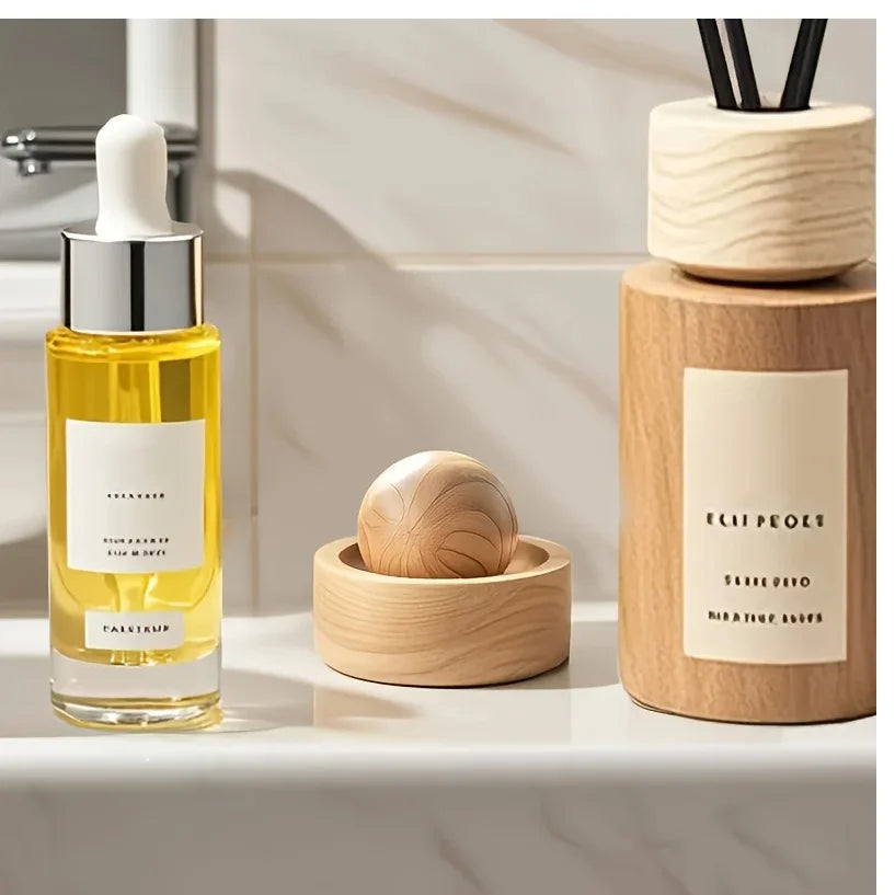 Car & Home Essential Oil Diffuser - Made of Wood Mini Cute Natural Fragrance Diffuser Suitable for Bedroom Living Room Bathroom