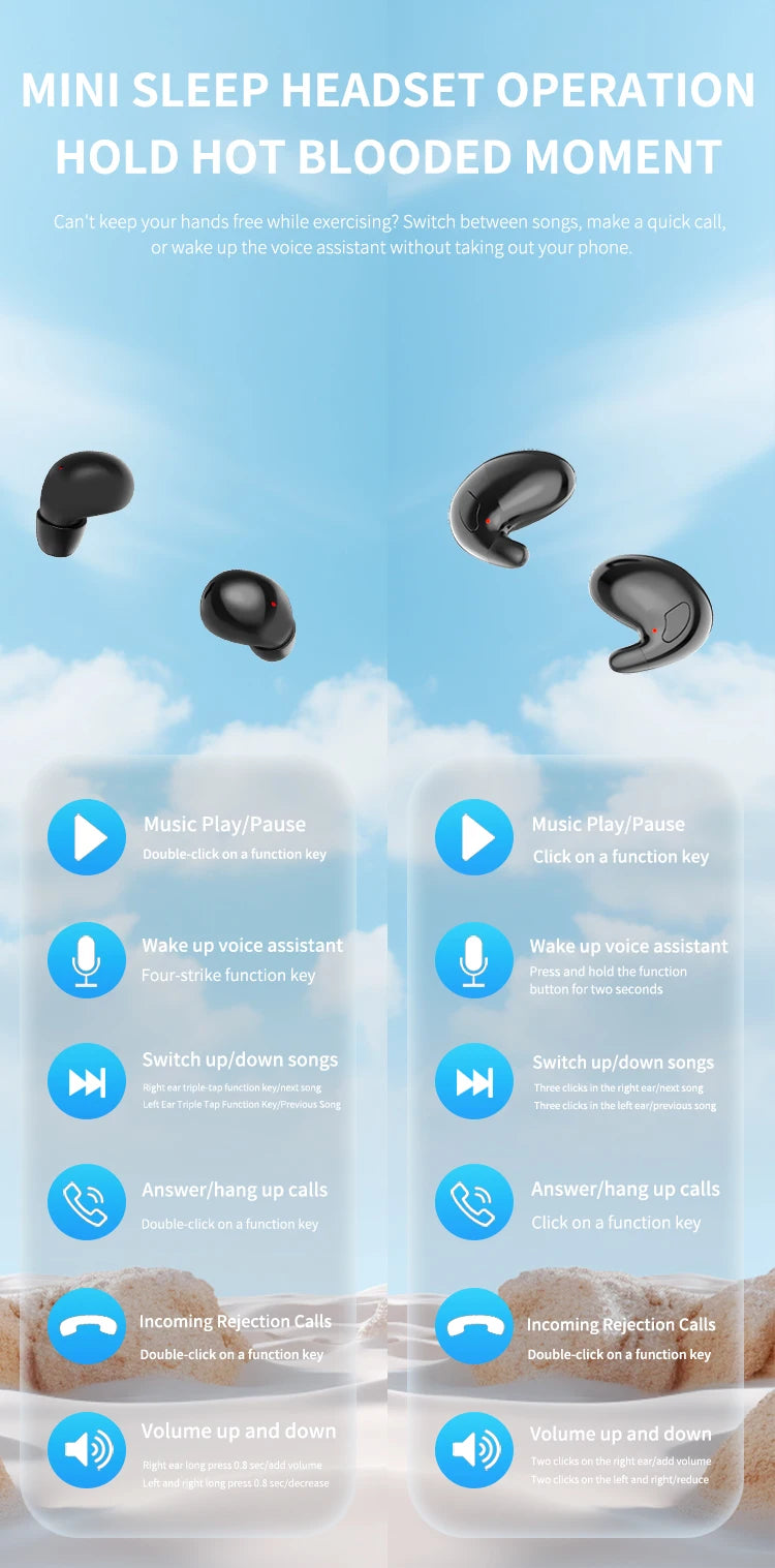 Pro Gaming Earbuds with ANC Ultra Long Battery Life Noise Cancelling for Sleep