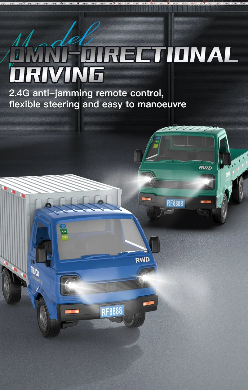 1:16 RC Car Drift Truck With LED Lights Spray Function Remote Control Off-Road Climbing Toys For Kids Boys Outdoor Play Gifts