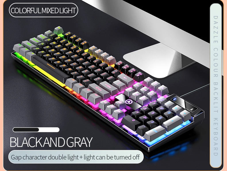 Wired Mechanical Keyboard, Laptop, Desktop Computer, Office Gaming Keyboard, Brown Switch, Multicolor USB Computer Accessories