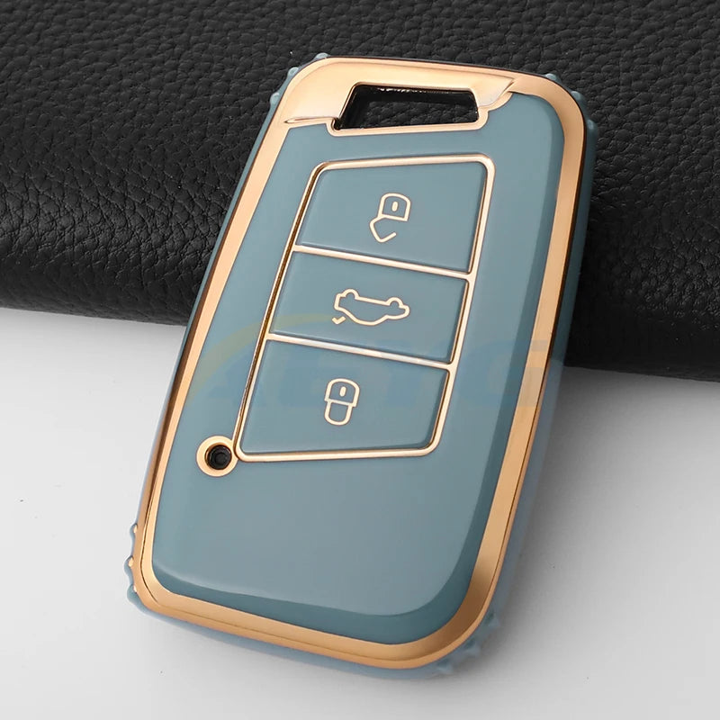 Car Key Case Cover Shell Fob For VW Volkswagen Magotan Passat B8 Golf Seat Skoda Superb A7 Kodiaq Key Chain Accessories